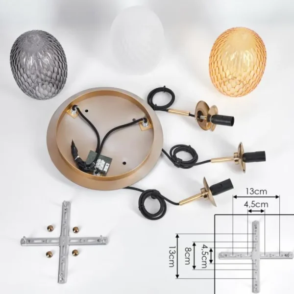 hofstein Nyberget Suspension, Boule lumineuse, Suspension Laiton, 3 lumières* Lampes Modernes