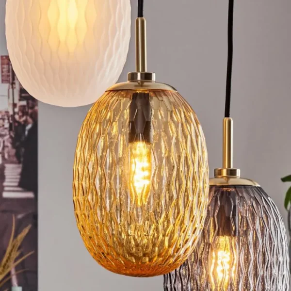 hofstein Nyberget Suspension, Boule lumineuse, Suspension Laiton, 3 lumières* Lampes Modernes