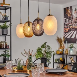 hofstein Nyberget Suspension, Boule lumineuse, Suspension Laiton, 4 lumières* Lampes Modernes