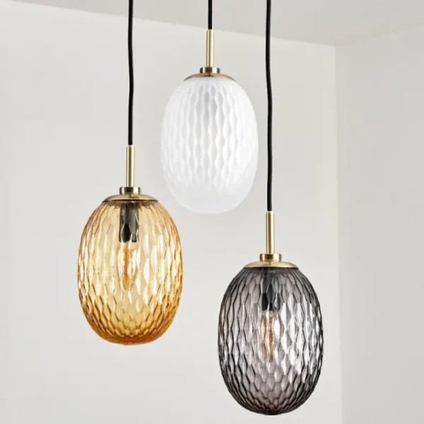 hofstein Nyberget Suspension, Boule lumineuse, Suspension Laiton, 3 lumières* Lampes Modernes