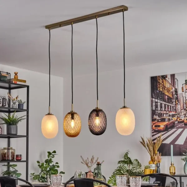 hofstein Nyberget Suspension, Boule lumineuse, Suspension Laiton, 4 lumières* Lampes Modernes