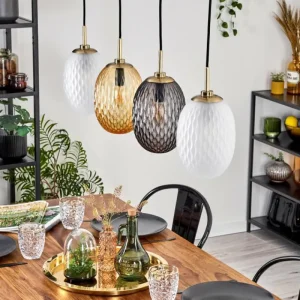 hofstein Nyberget Suspension, Boule lumineuse, Suspension Laiton, 4 lumières* Lampes Modernes