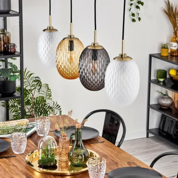 hofstein Nyberget Suspension, Boule lumineuse, Suspension Laiton, 4 lumières* Lampes Modernes