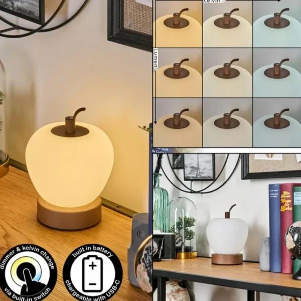 hofstein Opsaheden Lampe à poser LED Brun, Blanc, 1 lumière* Lampes Modernes
