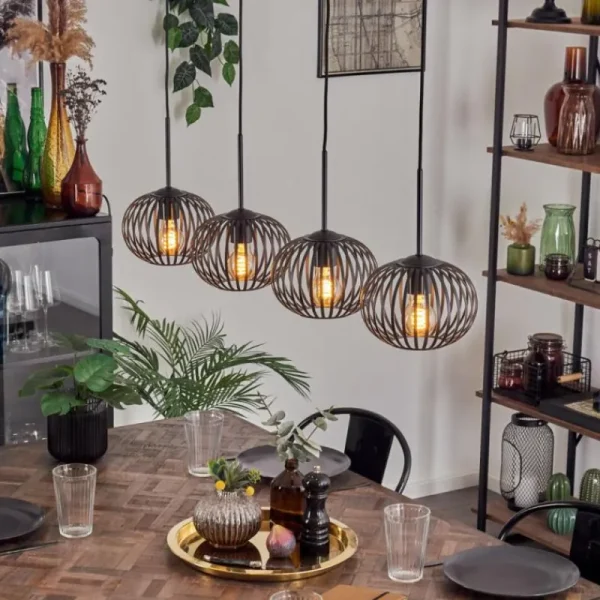 hofstein Oravi Suspension Noir, 4 lumières* Lampes Modernes