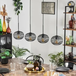 hofstein Oravi Suspension Noir, 4 lumières* Lampes Modernes