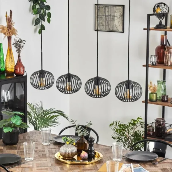 hofstein Oravi Suspension Noir, 4 lumières* Lampes Modernes