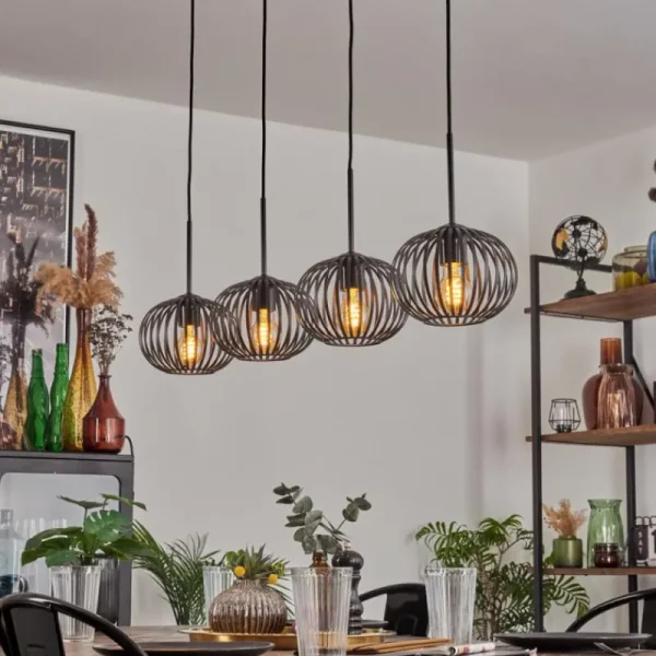 hofstein Oravi Suspension Noir, 4 lumières* Lampes Modernes