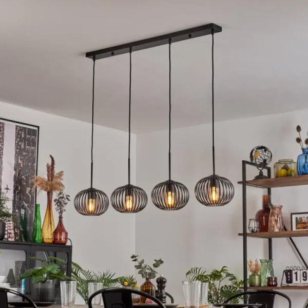 hofstein Oravi Suspension Noir, 4 lumières* Lampes Modernes