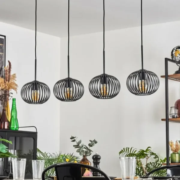 hofstein Oravi Suspension Noir, 4 lumières* Lampes Modernes