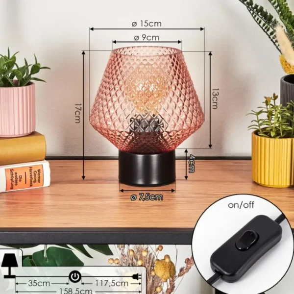 hofstein Paderne Lampe à poser Noir, 1 lumière* Lampes En Verre