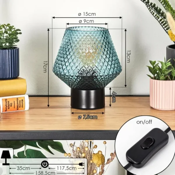 hofstein Paderne Lampe à poser Noir, 1 lumière* Lampes En Verre