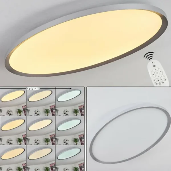 hofstein Panneau LED Kombito Argenté, Blanc, 1 lumière, Télécommandes* Lampes Modernes