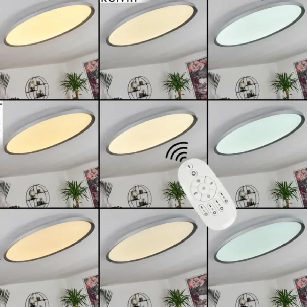 hofstein Panneau LED Kombito Argenté, Blanc, 1 lumière, Télécommandes* Lampes Modernes