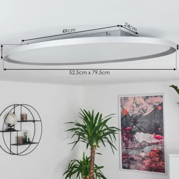 hofstein Panneau LED Kombito Argenté, Blanc, 1 lumière, Télécommandes* Lampes Modernes