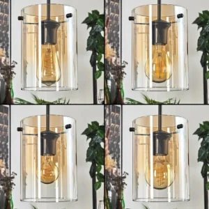 hofstein Parane Suspension Ambre, Clair, 4 lumières* Lampes En Verre
