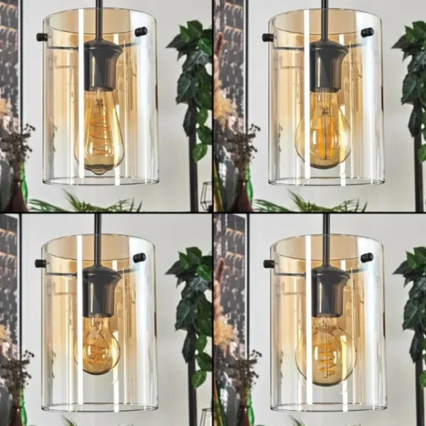 hofstein Parane Suspension Ambre, Clair, 4 lumières* Lampes En Verre