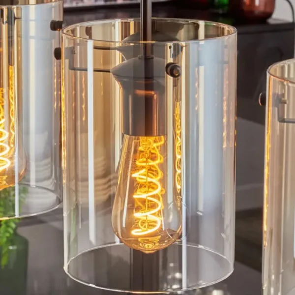 hofstein Parane Suspension Ambre, Clair, 4 lumières* Lampes En Verre