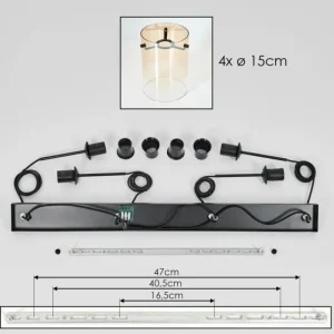 hofstein Parane Suspension Ambre, Clair, 4 lumières* Lampes En Verre