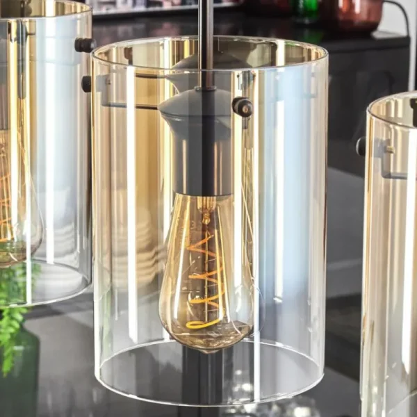 hofstein Parane Suspension Ambre, Clair, 4 lumières* Lampes En Verre