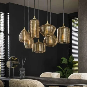 hofstein Pendelleuchte Suspension Anthracite, 7 lumières* Lampes En Verre