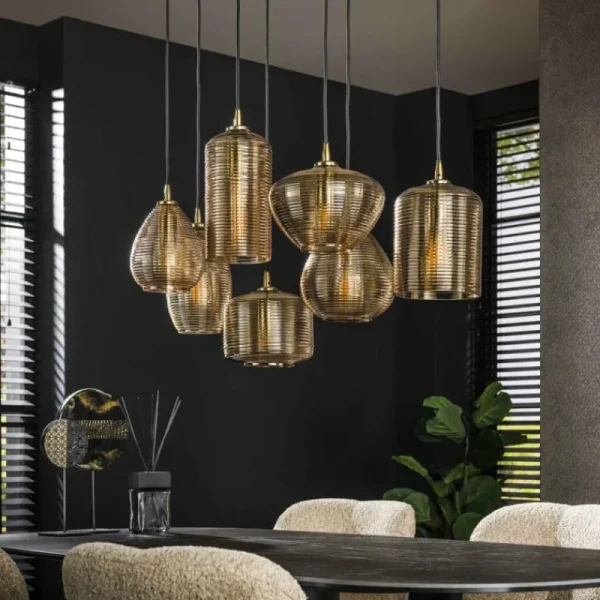hofstein Pendelleuchte Suspension Anthracite, 7 lumières* Lampes En Verre