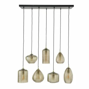 hofstein Pendelleuchte Suspension Anthracite, 7 lumières* Lampes En Verre