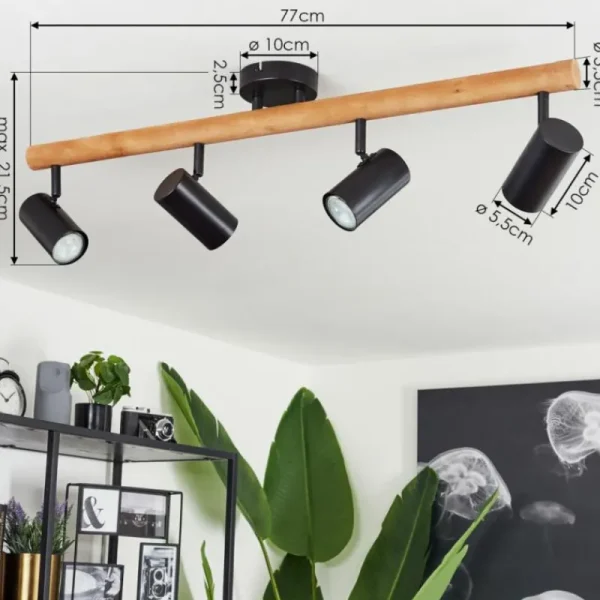 hofstein Plafonnier Arbrentin Écru, Noir, 4 lumières* Lampes Modernes