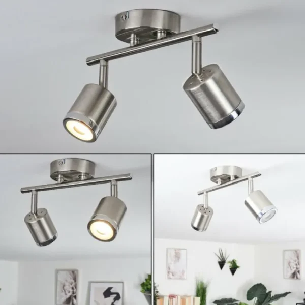 hofstein Plafonnier Autilla LED Nickel mat, Blanc, 2 lumières* Lampes Modernes