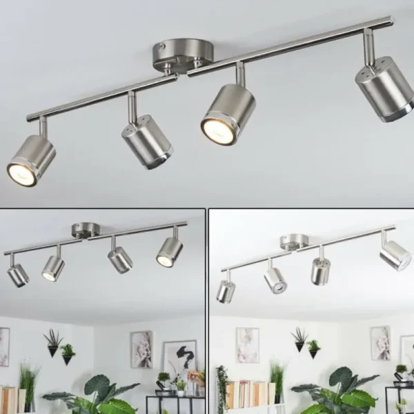 hofstein Plafonnier Autilla LED Nickel mat, 4 lumières* Lampes Modernes