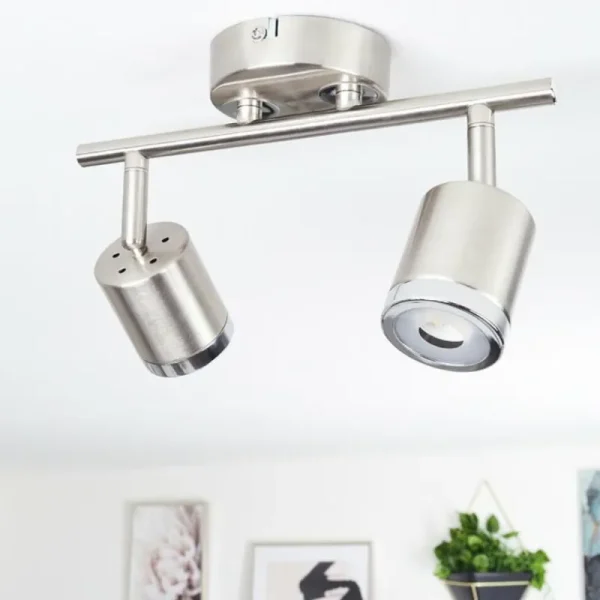 hofstein Plafonnier Autilla LED Nickel mat, Blanc, 2 lumières* Lampes Modernes
