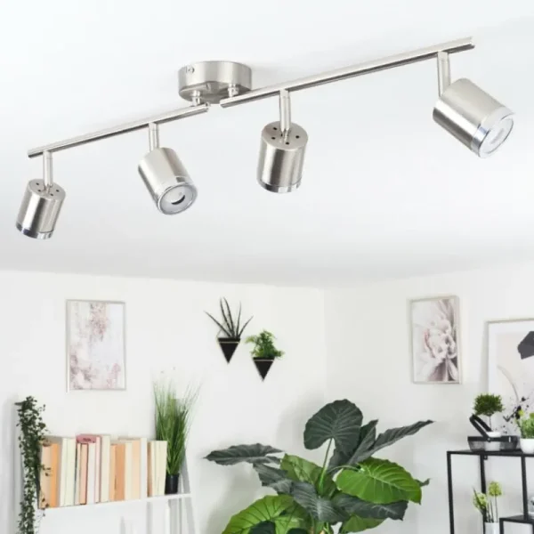 hofstein Plafonnier Autilla LED Nickel mat, 4 lumières* Lampes Modernes