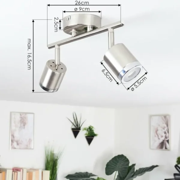 hofstein Plafonnier Autilla LED Nickel mat, Blanc, 2 lumières* Lampes Modernes