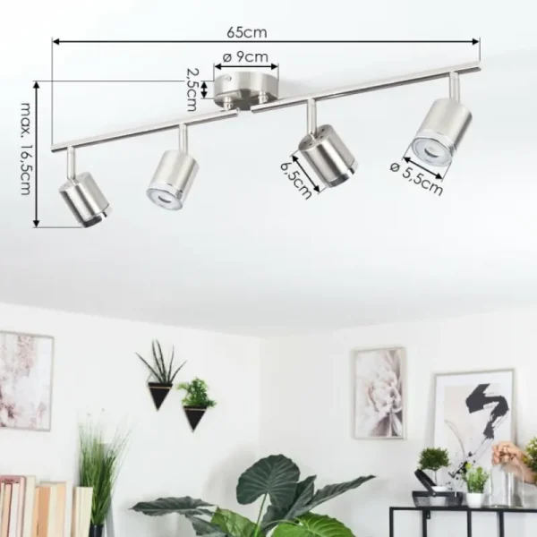 hofstein Plafonnier Autilla LED Nickel mat, 4 lumières* Lampes Modernes
