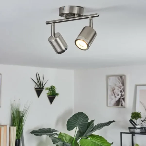 hofstein Plafonnier Autilla LED Nickel mat, Blanc, 2 lumières* Lampes Modernes