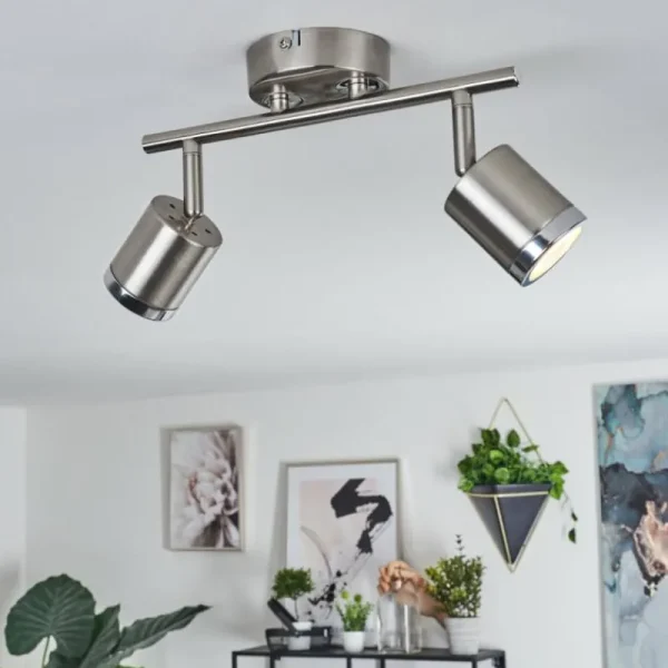 hofstein Plafonnier Autilla LED Nickel mat, Blanc, 2 lumières* Lampes Modernes