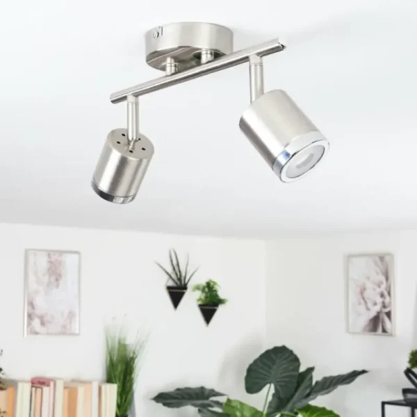 hofstein Plafonnier Autilla LED Nickel mat, Blanc, 2 lumières* Lampes Modernes