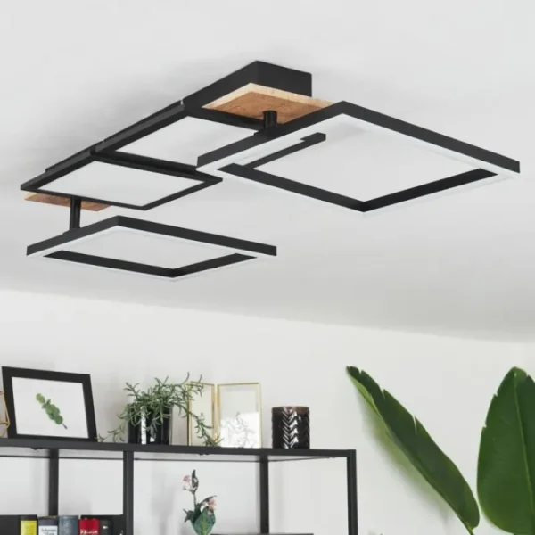 hofstein Plafonnier Avelal LED Brun, Couleur bois, Noir, 1 lumière* Lampes Modernes