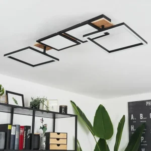 hofstein Plafonnier Avelal LED Brun, Couleur bois, Noir, 1 lumière* Lampes Modernes