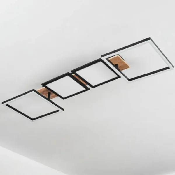hofstein Plafonnier Avelal LED Brun, Couleur bois, Noir, 1 lumière* Lampes Modernes