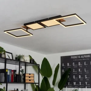 hofstein Plafonnier Avelal LED Brun, Couleur bois, Noir, 1 lumière* Lampes Modernes