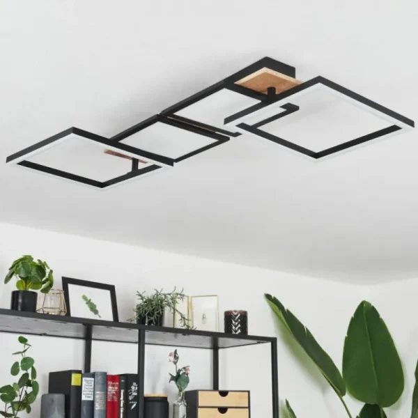 hofstein Plafonnier Avelal LED Brun, Couleur bois, Noir, 1 lumière* Lampes Modernes