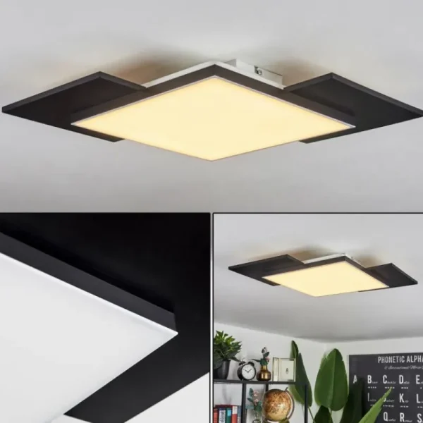 hofstein Plafonnier Barullu LED Bois clair, Noir, Blanc, 1 lumière* Lampes Modernes