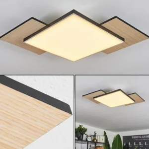 hofstein Plafonnier Barullu LED Bois clair, Noir, Blanc, 1 lumière* Lampes Modernes