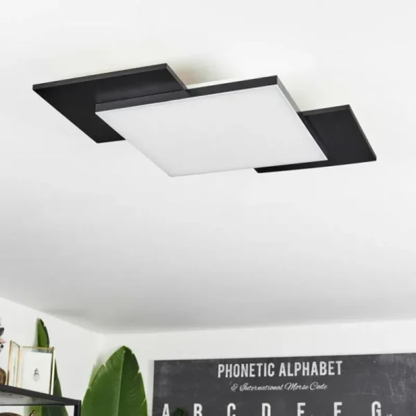hofstein Plafonnier Barullu LED Bois clair, Noir, Blanc, 1 lumière* Lampes Modernes