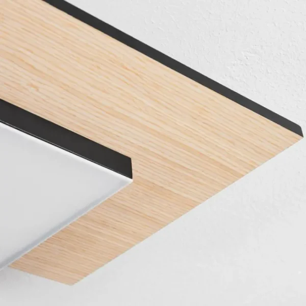 hofstein Plafonnier Barullu LED Bois clair, Noir, Blanc, 1 lumière* Lampes Modernes