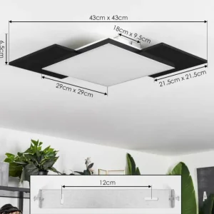 hofstein Plafonnier Barullu LED Bois clair, Noir, Blanc, 1 lumière* Lampes Modernes