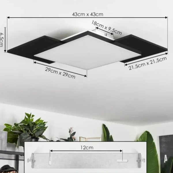 hofstein Plafonnier Barullu LED Bois clair, Noir, Blanc, 1 lumière* Lampes Modernes
