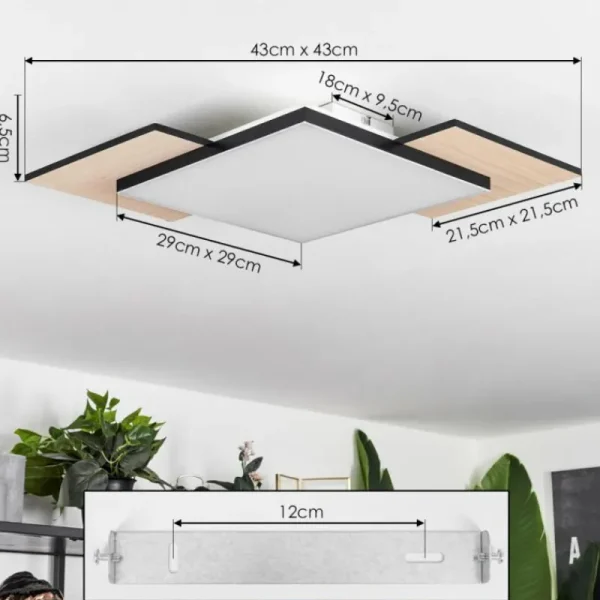hofstein Plafonnier Barullu LED Bois clair, Noir, Blanc, 1 lumière* Lampes Modernes