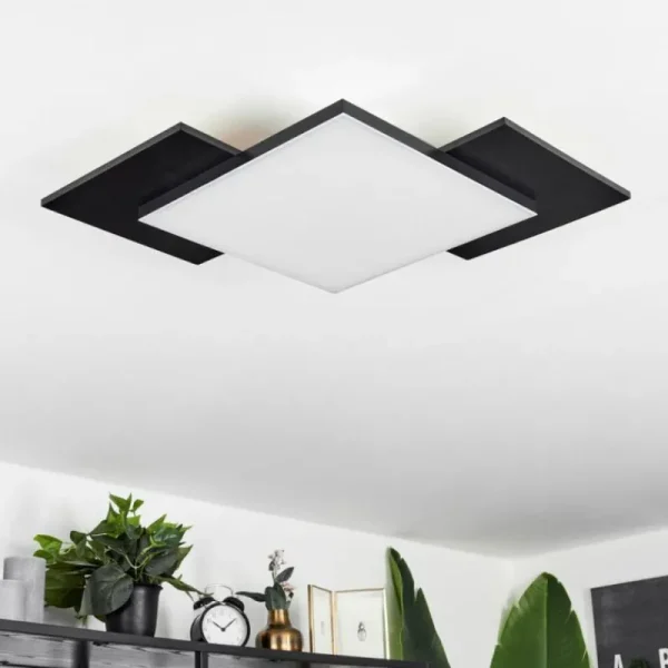 hofstein Plafonnier Barullu LED Bois clair, Noir, Blanc, 1 lumière* Lampes Modernes